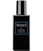 Robert Piguet Notes Orange Blossom Phallus: Frasco oscuro con diseño elegante y etiqueta azul; imagen centrada en el branding clásico de la marca.